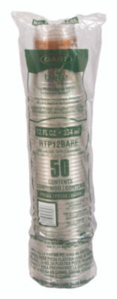 Bare Eco-Forward Rpet Cold Cups, Squat, 12 Oz To 14 Oz, Plastic, Leaf Design, 50/Pack