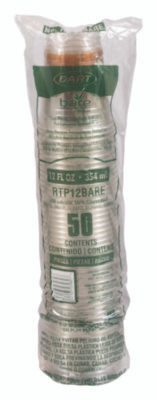 Bare Eco-Forward Rpet Cold Cups, Squat, 12 Oz To 14 Oz, Plastic, Leaf Design, 50/Pack