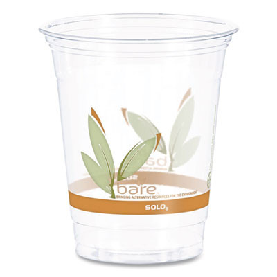 Bare Eco-Forward Rpet Cold Cups, Squat, 12 Oz To 14 Oz, Plastic, Leaf Design, 50/Pack