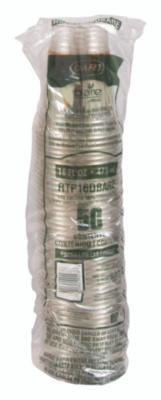 Bare Eco-Forward Rpet Cold Cups Proplanet Seal, 16 Oz To 18 Oz, Plastic, Leaf Design, Clear, 50/Pack, 20 Packs/Carton