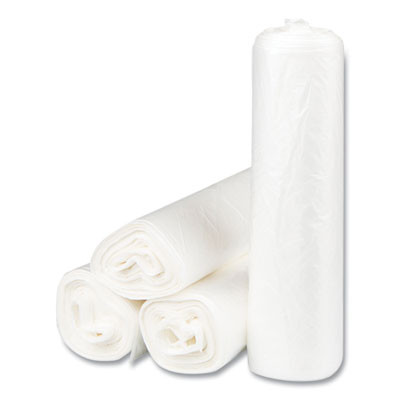 High-Density Commercial Can Liners, 16 Gal, 6 Mic, 24" x 33", Natural, Interleaved Roll, 50 Bags/Roll, 20 Rolls/Carton
