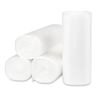 High-Density Commercial Can Liners, 16 Gal, 8 Mic, 24" x 33", Natural, Interleaved Roll, 50 Bags/Roll, 20 Rolls/Carton