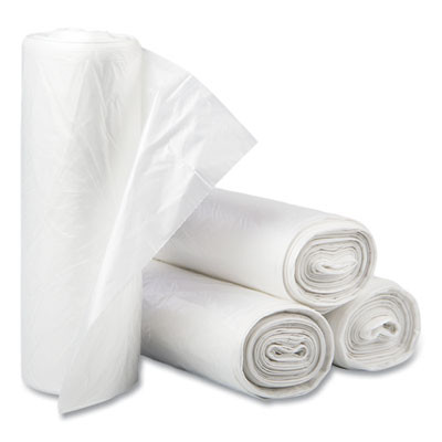 High-Density Commercial Can Liners, 30 Gal, 13 Mic, 30" x 37", Clear, Interleaved Roll, 25 Bags/Roll, 20 Rolls/Carton