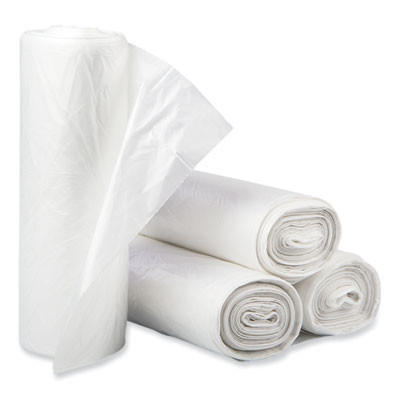 High-Density Commercial Can Liners, 30 Gal, 16 Mic, 30" x 37", Clear, Interleaved Roll, 25 Bags/Roll, 20 Rolls/Carton