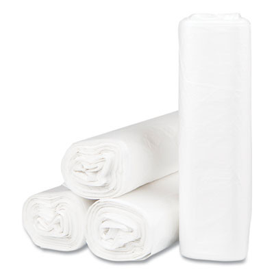 High-Density Commercial Can Liners, 33 Gal, 13 Mic, 33" x 40", Clear, Interleaved Roll, 25 Bags/Roll, 20 Rolls/Carton