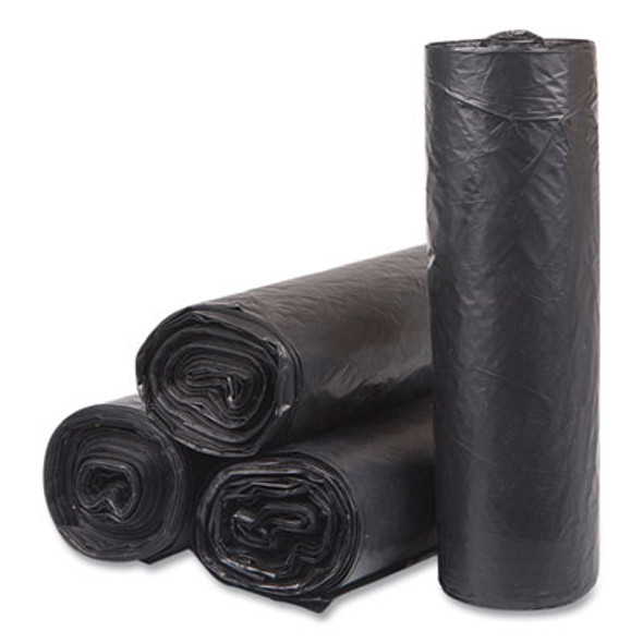High-Density Commercial Can Liners, 33 Gal, 16 Mic, 33" x 40", Black, Interleaved Roll, 25 Bags/Roll, 10 Rolls/Carton