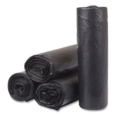 High-Density Commercial Can Liners, 33 Gal, 16 Mic, 33" x 40", Black, Interleaved Roll, 25 Bags/Roll, 10 Rolls/Carton