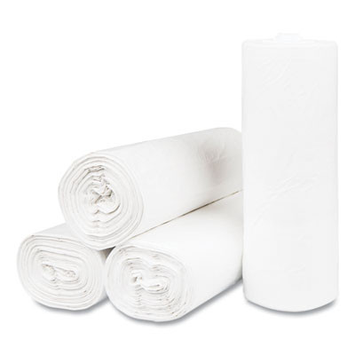 High-Density Commercial Can Liners, 55 Gal, 17 Mic, 36" x 60", Clear, Interleaved Roll, 25 Bags/Roll, 8 Rolls/Carton