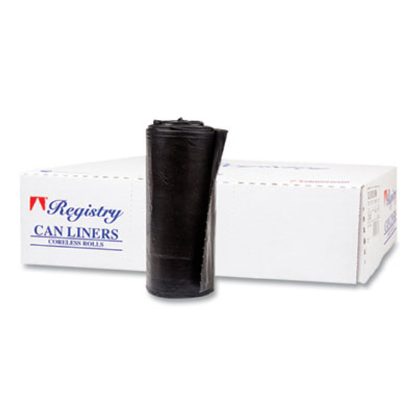 High-Density Commercial Can Liners, 60 Gal, 17 Mic, 38" x 60", Black, Interleaved Roll, 25 Bags/Roll, 8 Rolls/Carton