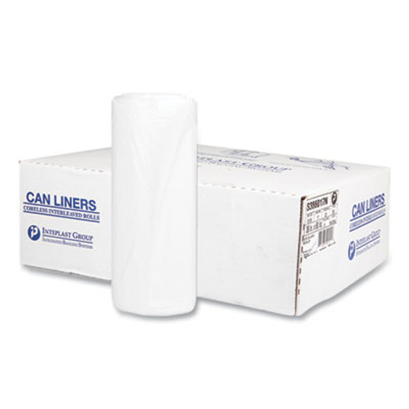 High-Density Commercial Can Liners, 60 Gal, 17 Mic, 38" x 60", Clear, Interleaved Roll, 25 Bags/Roll, 8 Rolls/Carton