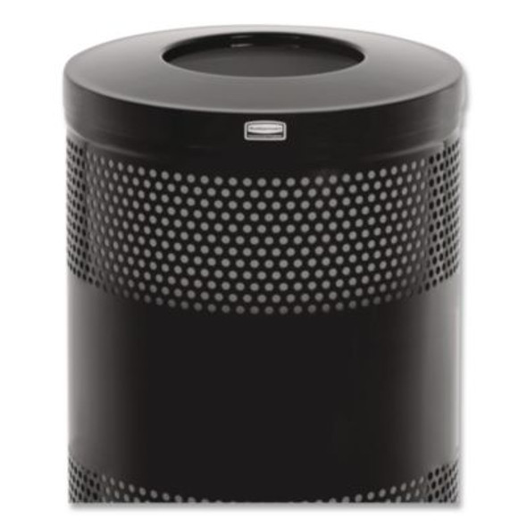 Classics Perforated Open Top Receptacle, 25 Gal, Steel, Black