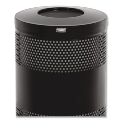 Classics Perforated Open Top Receptacle, 25 Gal, Steel, Black