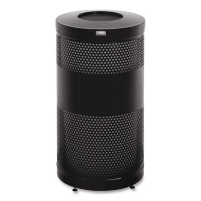 Classics Perforated Open Top Receptacle, 25 Gal, Steel, Black