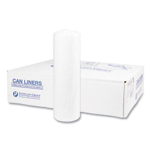 High-Density Commercial Can Liners, 45 Gal, 14 Mic, 40" x 48", Clear, Interleaved Roll, 25 Bags/Roll, 10 Rolls/Carton