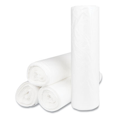 High-Density Commercial Can Liners, 56 Gal, 14 Mic, 43" x 48", Natural, Interleaved Roll, 25 Bags/Roll, 8 Rolls/Carton