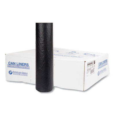 High-Density Commercial Can Liners, 56 Gal, 16 Mic, 43" x 48", Black, Interleaved Roll, 25 Bags/Roll, 8 Rolls/Carton