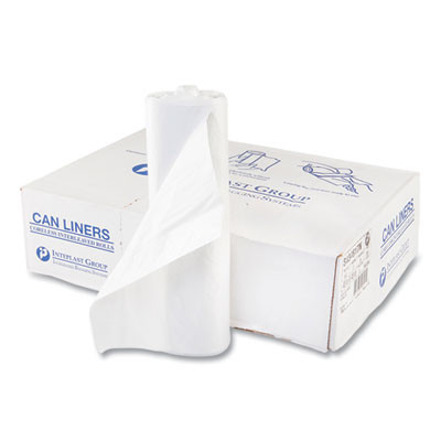 High-Density Commercial Can Liners, 56 Gal, 17 Mic, 43" x 48", Clear, Interleaved Roll, 25 Bags/Roll, 8 Rolls/Carton
