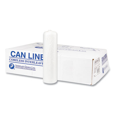 High-Density Commercial Can Liners, 56 Gal, 22 Mic, 43" x 48", Natural, Interleaved Roll, 25 Bags/Roll, 8 Rolls/Carton