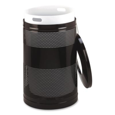 Classics Perforated Open Top Receptacle, 51 Gal, Steel, Black