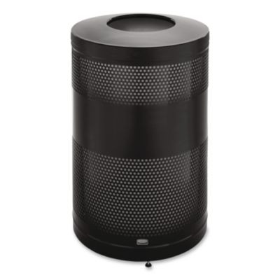 Classics Perforated Open Top Receptacle, 51 Gal, Steel, Black