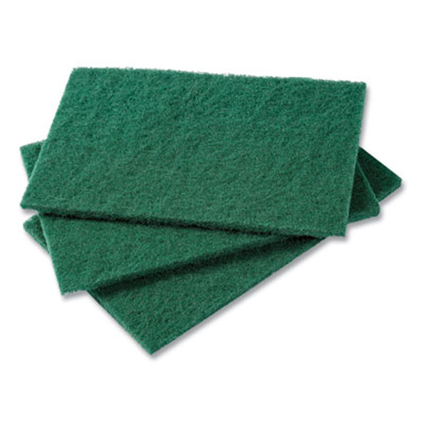 Medium-Duty Scouring Pad, 6 X 9, Green, 10 Pads/Pack, 6 Packs/Carton