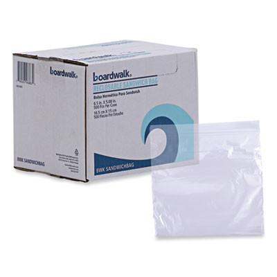 Reclosable Food Storage Bags, Sandwich, 6.5" x 5.89", Clear, 500/Box