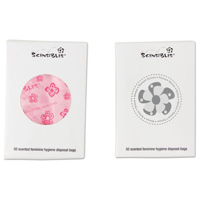 Scensibles Personal Disposal Bags, 3.38" x 2" x 9.75", Pink, 50 Bags/Box, 24 Boxes/Carton