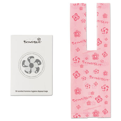 Scensibles Personal Disposal Bags, 3.38" x 2" x 9.75", Pink, 50 Bags/Box, 24 Boxes/Carton