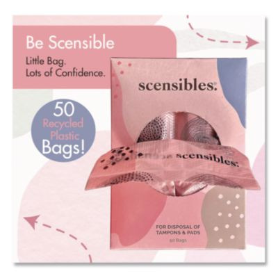 Scensibles Personal Disposal Bags, 3.38" x 2" x 9.75", Pink, 50 Bags/Box, 24 Boxes/Carton