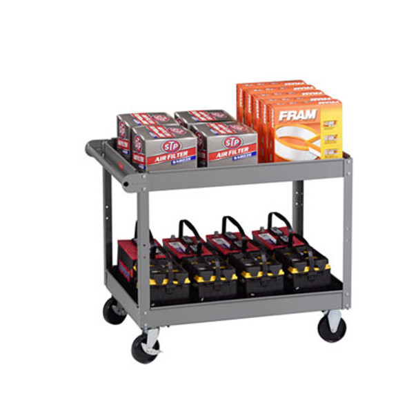 Two-Shelf Metal Cart, Metal, 2 Shelves, 500 Lb Capacity, 24" x 36" x 32", Gray