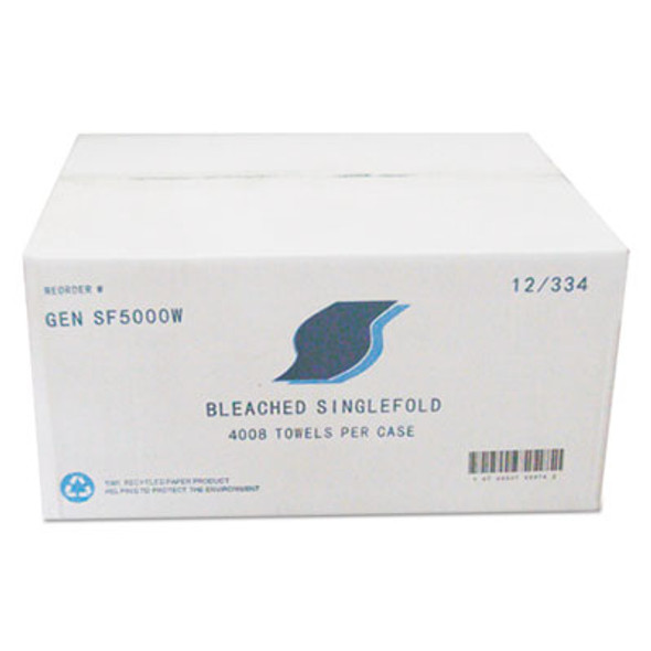 Single-Fold Paper Towels, 9 X 9.45, White, 334/Pack, 12 Packs/Carton