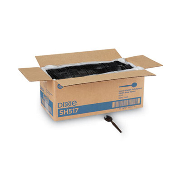 Plastic Cutlery, Heavyweight Soup Spoon, Black, 1,000/Carton