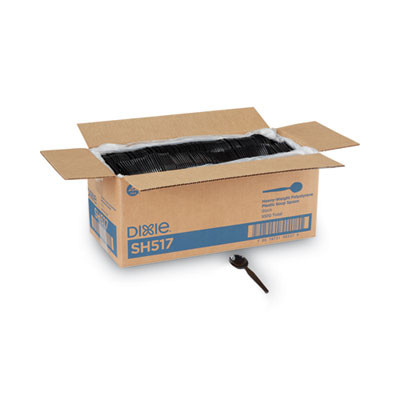 Plastic Cutlery, Heavyweight Soup Spoon, Black, 1,000/Carton