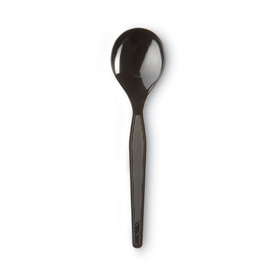 Plastic Cutlery, Heavyweight Soup Spoon, Black, 1,000/Carton