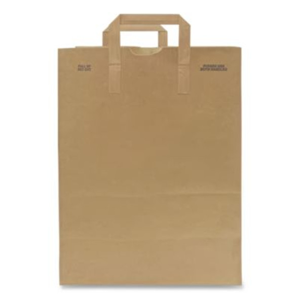 Grocery Paper Bags, 1/6 Bbl Size, 70# Basis Weight, Flat Handles, 12" x 7" x 16.25", Kraft, 300/Bundle