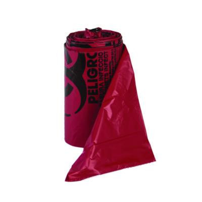 Institutional Low-Density Can Liners, Infectious Waste Biohazard, 10 Gal, 1.3 Mil, 24 x 23, Red, Interleaved, 25/Rl, 10 Rl/Ct