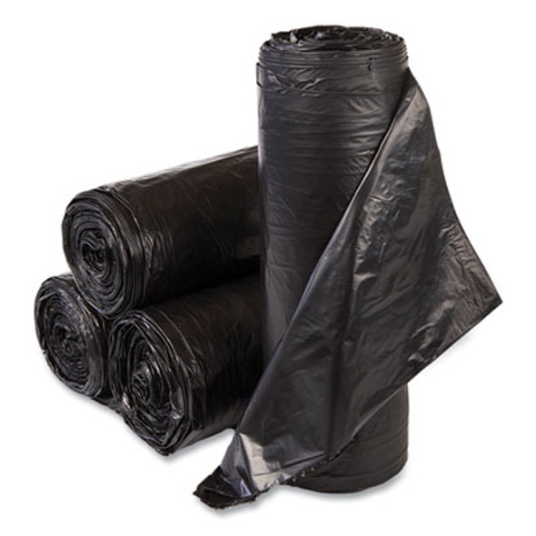 Institutional Low-Density Can Liners, 30 Gal, 0.58 Mil, 30" x 36", Black, Interleaved Roll, 25 Bags/Roll, 10 Rolls/Carton