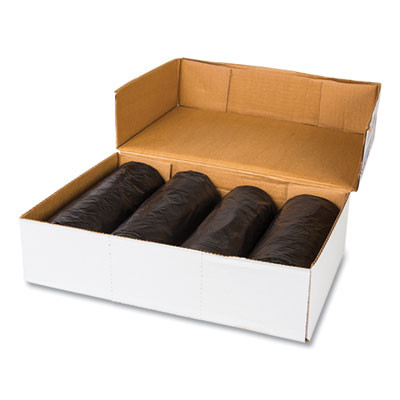Institutional Low-Density Can Liners, 30 Gal, 0.58 Mil, 30" x 36", Black, Interleaved Roll, 25 Bags/Roll, 10 Rolls/Carton