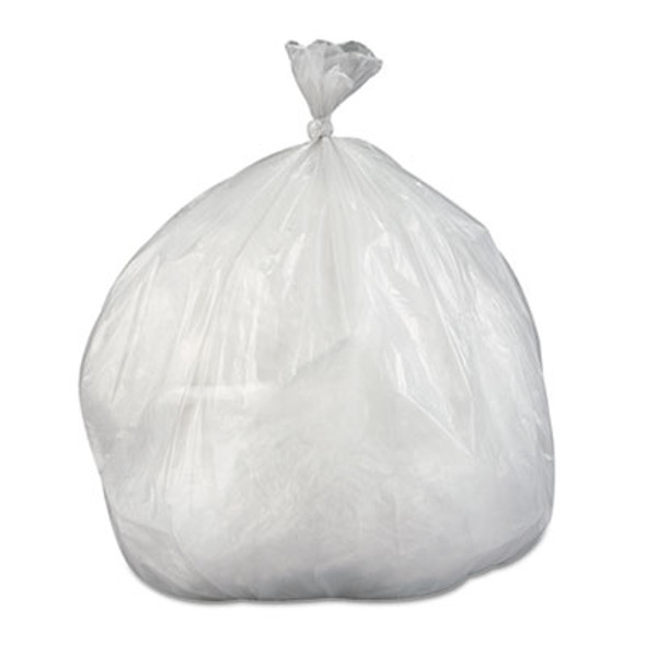 Low-Density Commercial Can Liners, 30 Gal, 0.58 Mil, 30" x 36", Clear, Interleaved Roll, 25 Bags/Roll, 10 Rolls/Carton
