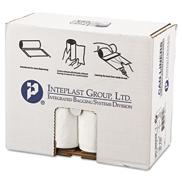 Low-Density Commercial Can Liners, 30 Gal, 0.7 Mil, 30" x 36", White, Interleaved Roll, 25 Bags/Roll, 8 Rolls/Carton