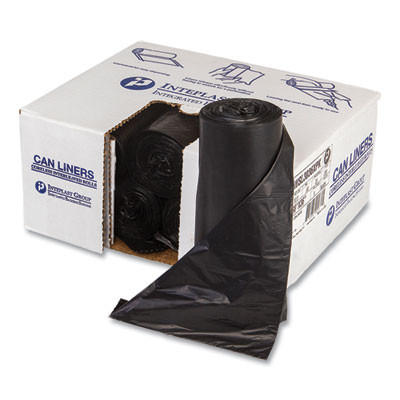 Low-Density Commercial Can Liners, 30 Gal, 0.9 Mil, 30" x 36", Black, Interleaved Roll, 25 Bags/Roll, 8 Rolls/Carton