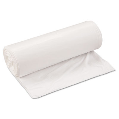 Low-Density Commercial Can Liners, 33 Gal, 0.8 Mil, 33" x 39", White, Interleaved Roll, 25 Bags/Roll, 6 Rolls/Carton