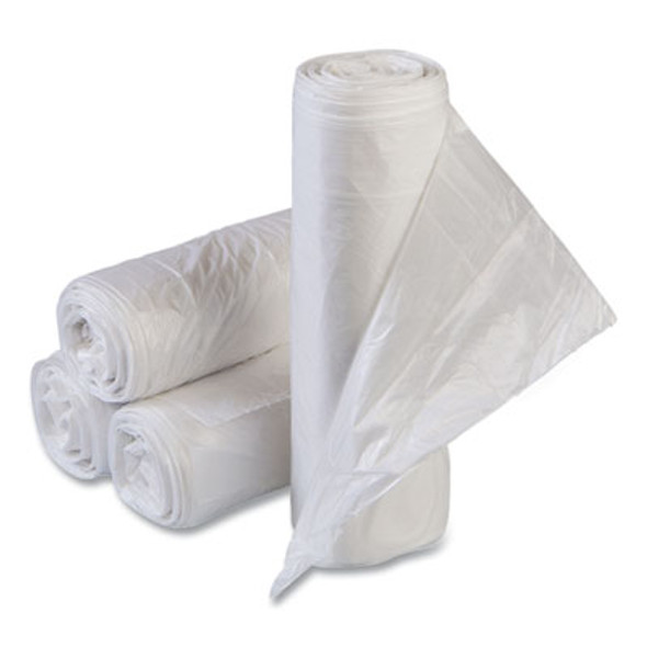 Low-Density Commercial Can Liners, 60 Gal, 1.15 Mil, 38" x 58", Clear, Interleaved Roll, 20 Bags/Roll, 5 Rolls/Carton