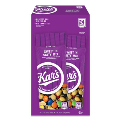 Nut Snacks, Sweet 'N Salty Mix, 2 Oz Packets, 24/Box