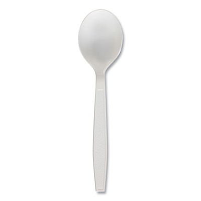 Heavyweight Polypropylene Cutlery, Soup Spoon, Plastic, White, 1,000/Carton