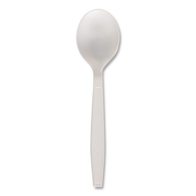Heavyweight Polypropylene Cutlery, Soup Spoon, Plastic, White, 1,000/Carton