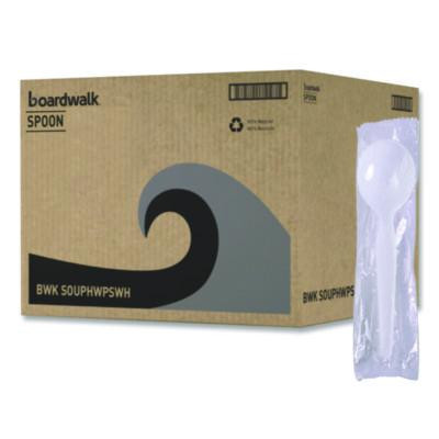 Heavyweight Polystyrene Cutlery, Soup Spoon, Plastic, White, 1,000/Carton