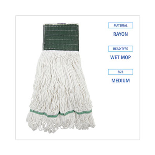 Saddleback Loop End Rayon Mop Head, Rayon, Medium, 14 Oz, White, Dozen