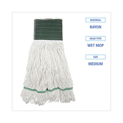 Saddleback Loop End Rayon Mop Head, Rayon, Medium, 14 Oz, White, Dozen