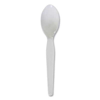 Heavyweight Polystyrene Cutlery, Spoon, Plastic, White, 1,000/Carton